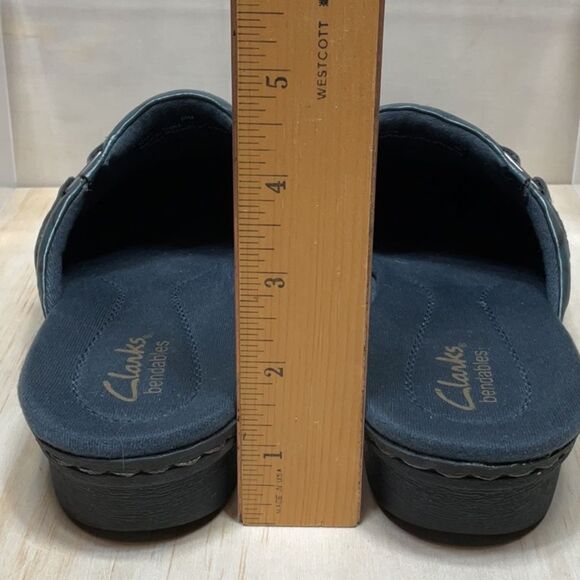 Clarks Bendables Blue Leather Slip-On Loafer Clog Women 6.5 Mule 67157 - Picture 7 of 9